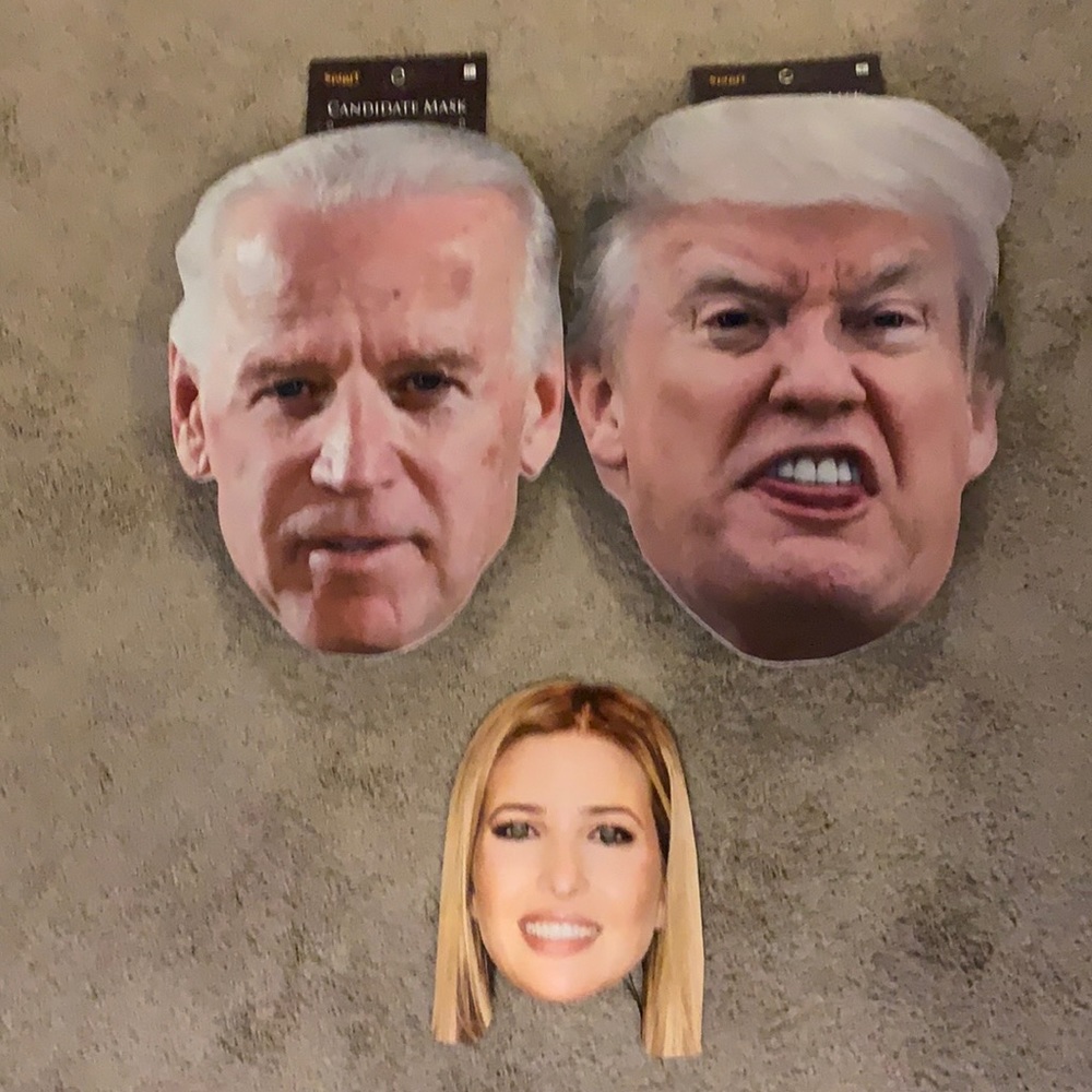 Halloween masks… trump, Biden, Ivanka